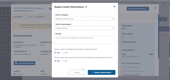 report guest misconduct step 2